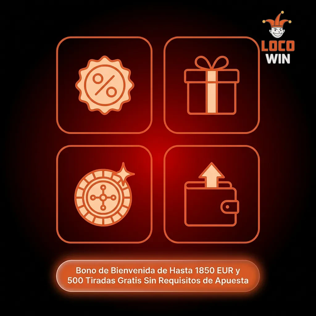 Casino welcome bonus offer showing 1850 EUR and 500 free spins with zero wagering requirements across three deposits.