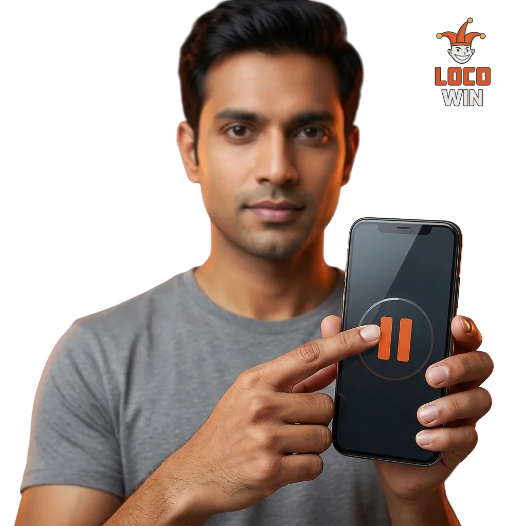 Locowin logo with responsible gaming symbols showing control tools and player safety resources