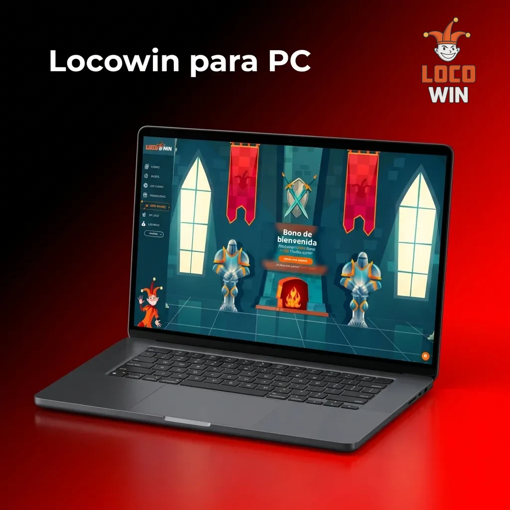 Navegador web mostrando sitio Locowin en PC con interfaz de inicio de sesión y catálogo de juegos
