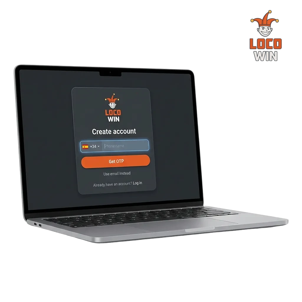 Pantalla de registro de Locowin mostrando opciones de inscripción para jugadores en España